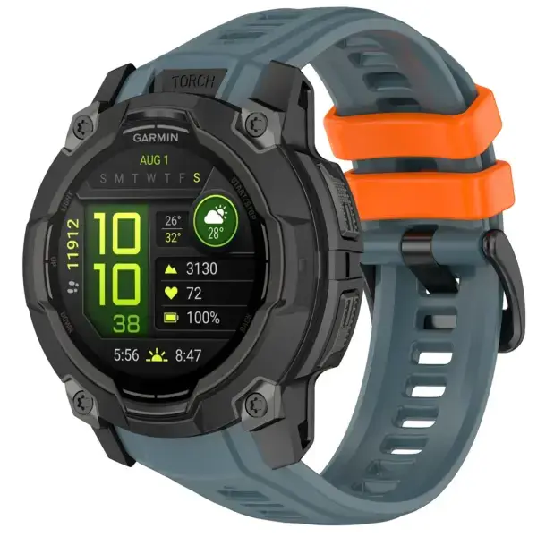 g.r85.5.12 Main Blue & Orange StrapsCo PrecisionFit Watch Band Strap for Garmin Instinct 3 Smartwatch 45mm 50mm