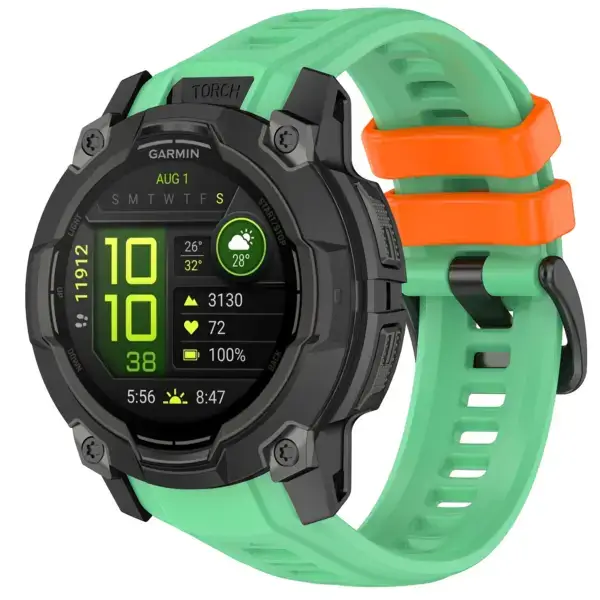 g.r85.11.12 Main Green & Orange StrapsCo PrecisionFit Watch Band Strap for Garmin Instinct 3 Smartwatch 45mm 50mm
