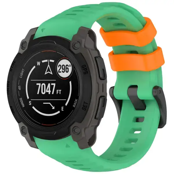 g.r84.11.12 40 Main Green & Orange StrapsCo PrecisionFit Watch Band Strap for Garmin Instinct E Smartwatch 40mm 45mm