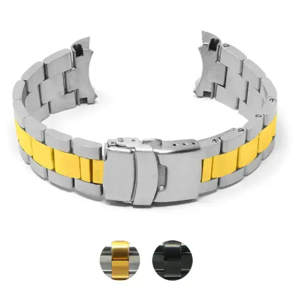 Oyster Band for Seiko SKX007 in size S, featuring a stylish combination of silver and gold links, with a secure clasp for a comfortable fit