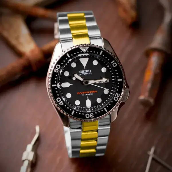 m.sk7 Creative Oyster Band for Seiko SKX007 Silver & Gold
