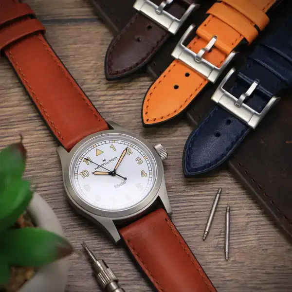 fk31 Flatlay DASSARI Leather FKM Hybrid Watch Band Strap 19mm 20mm 21mm 22mm 23mm 24mm