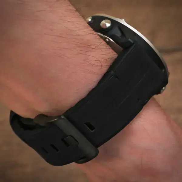 g.r73a.1 Wrist Obsidian StrapsCo Leather Hybrid Strap QuickFit 22 Watch Band for Garmin Watch