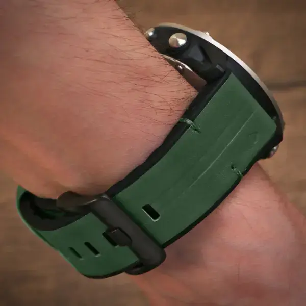 g.r73a.11 Wrist Forest StrapsCo Leather Hybrid Strap QuickFit 22 Watch Band for Garmin Watch
