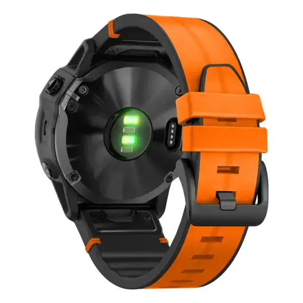 g.r73a.12 Back Tangerine StrapsCo Leather Hybrid Strap QuickFit 22 Watch Band for Garmin Watch