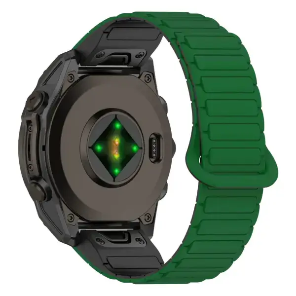 g.r88.11.1 Back Green & Black StrapsCo MagLoop Active Watch Band Strap for Garmin QuickFit 20 22 26