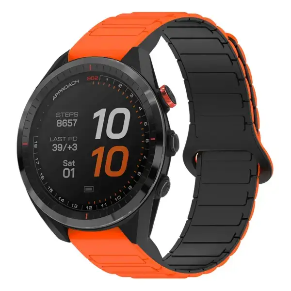 as62.g.r88.12.1 Main Orange & Black StrapsCo MagLoop Active Watch Band Strap for Garmin Approach S62