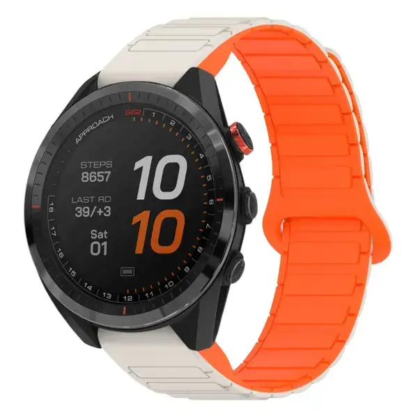 as62.g.r88.17.12 Main Beige & Orange StrapsCo MagLoop Active Watch Band Strap for Garmin Approach S62