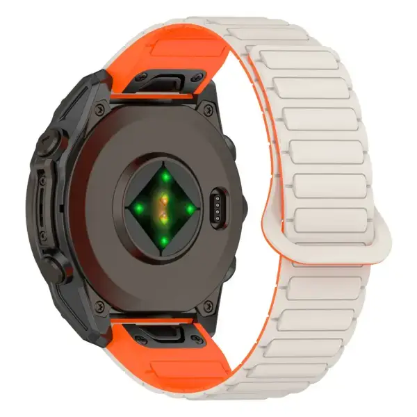 g.r88.17.12 Back Beige & Orange StrapsCo MagLoop Active Watch Band Strap for Garmin QuickFit 20 22 26