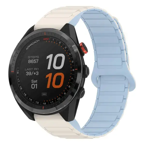 as62.g.r88.22.5 Main White & Sky StrapsCo MagLoop Active Watch Band Strap for Garmin Approach S62