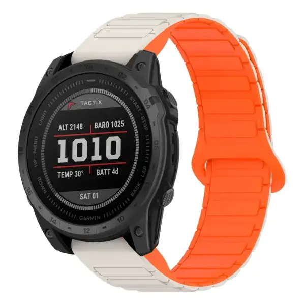 t7.g.r88.17.12 Main Beige & Orange StrapsCo MagLoop Active Watch Band Strap for Garmin Tactix 7