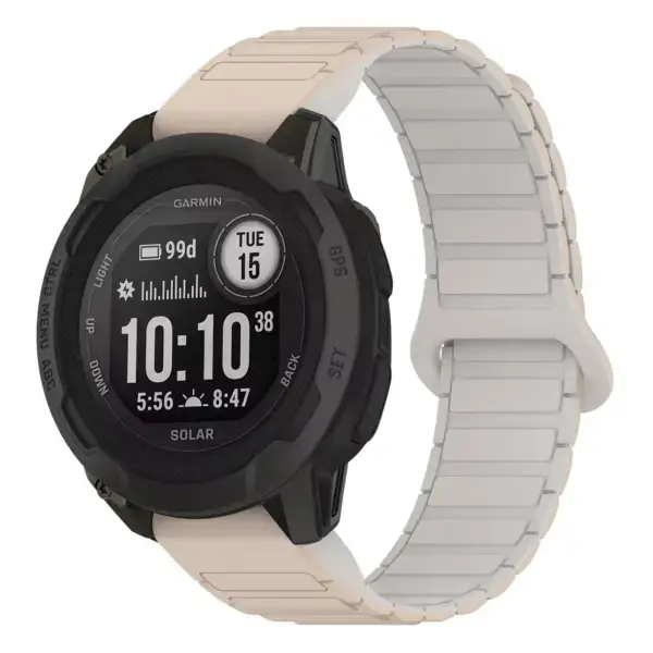 i2s.g.r88.17.22 Main Beige & White StrapsCo MagLoop Active Watch Band Strap for Garmin Instinct 2S