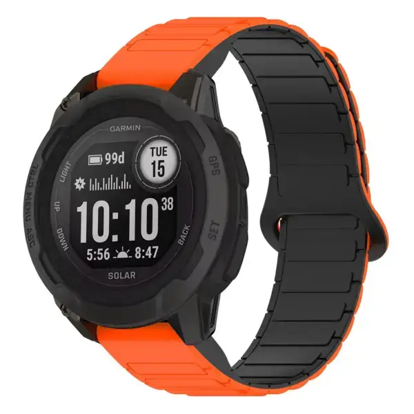 i2s.g.r88.12.1 Main Orange & Black StrapsCo MagLoop Active Watch Band Strap for Garmin Instinct 2S