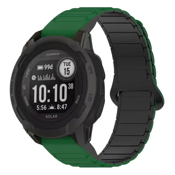 i2s.g.r88.11.1 Main Green & Black StrapsCo MagLoop Active Watch Band Strap for Garmin Instinct 2S