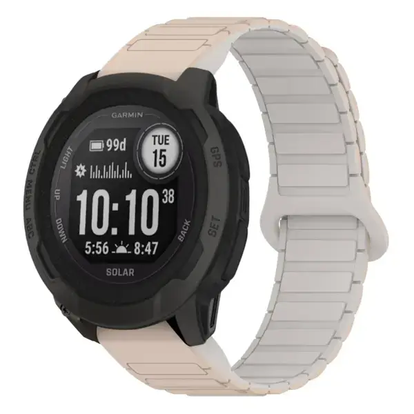 i2.g.r88.17.22 Main Beige & White StrapsCo MagLoop Active Watch Band Strap for Garmin Instinct 2