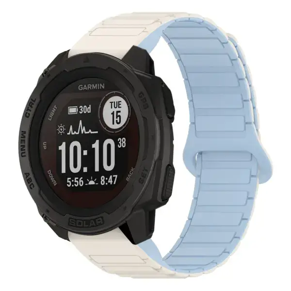 i.g.r88.22.5 Main White & Sky StrapsCo MagLoop Active Watch Band Strap for Garmin Instinct