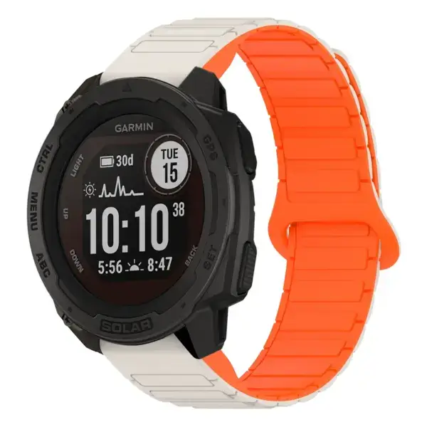 i.g.r88.17.12 Main Beige & Orange StrapsCo MagLoop Active Watch Band Strap for Garmin Instinct