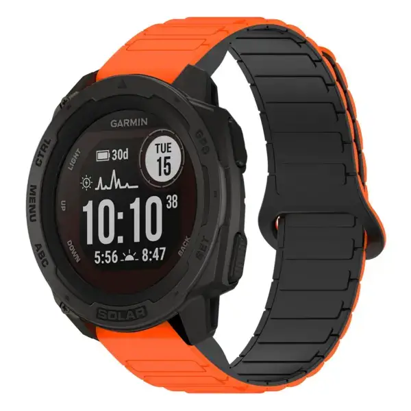 i.g.r88.12.1 Main Orange & Black StrapsCo MagLoop Active Watch Band Strap for Garmin Instinct