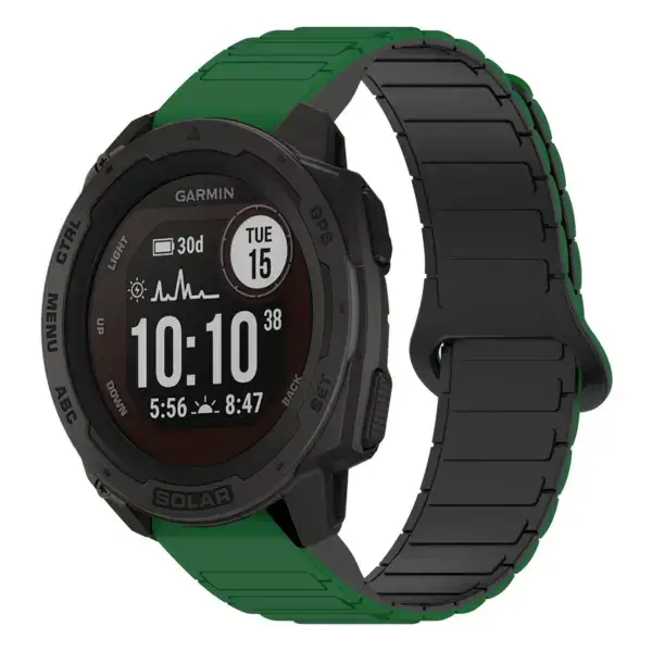 i.g.r88.11.1 Main Green & Black StrapsCo MagLoop Active Watch Band Strap for Garmin Instinct