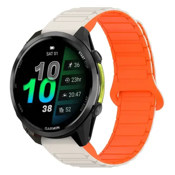 f970.g.r88.17.12 Main Beige & Orange StrapsCo MagLoop Active Watch Band Strap for Garmin Forerunner 970