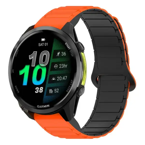 f970.g.r88.12.1 Main Orange & Black StrapsCo MagLoop Active Watch Band Strap for Garmin Forerunner 970