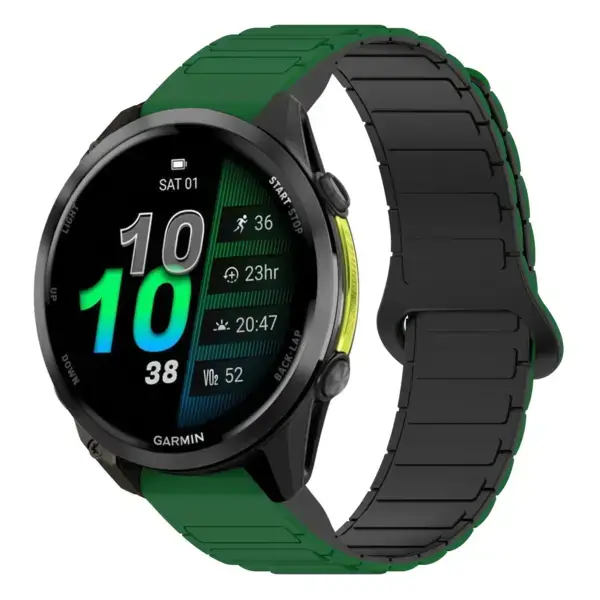 f970.g.r88.11.1 Main Green & Black StrapsCo MagLoop Active Watch Band Strap for Garmin Forerunner 970