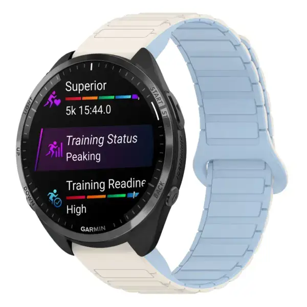 f965.g.r88.22.5 Main White & Sky StrapsCo MagLoop Active Watch Band Strap for Garmin Forerunner 965