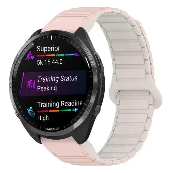 f965.g.r88.13.17 Main Pink & Beige StrapsCo MagLoop Active Watch Band Strap for Garmin Forerunner 965