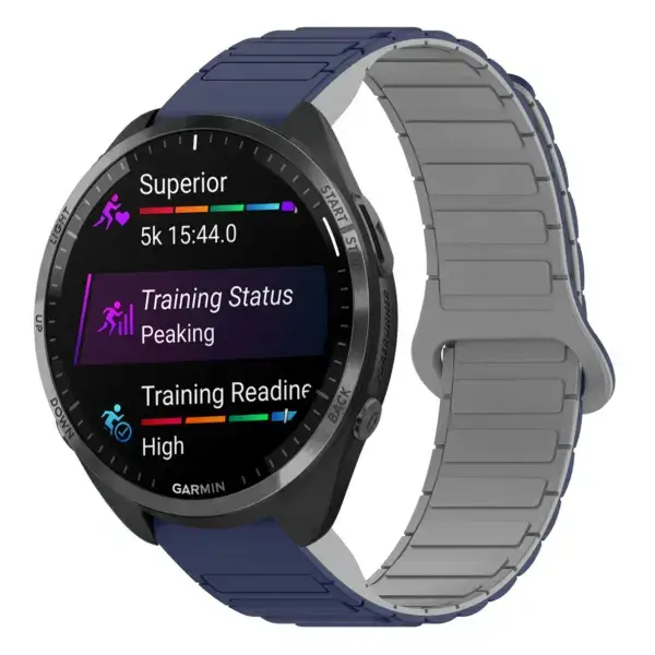 f965.g.r88.5.7 Main Midnight & Grey StrapsCo MagLoop Active Watch Band Strap for Garmin Forerunner 965