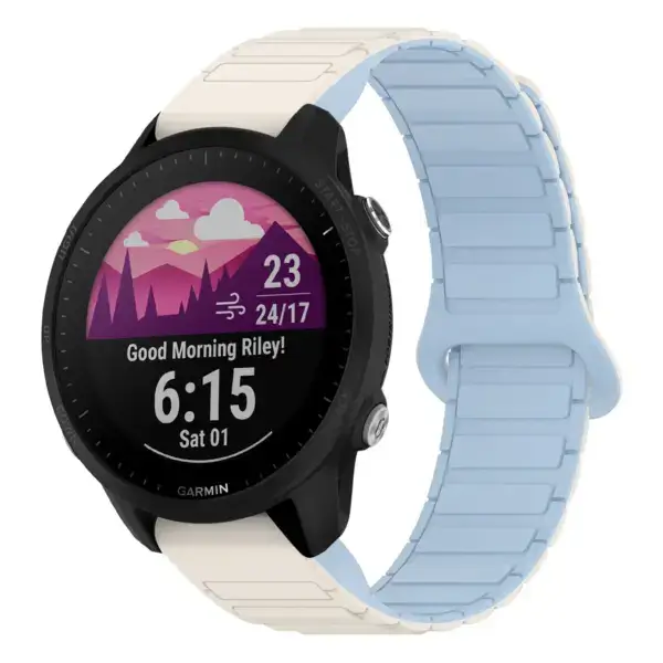 f955.g.r88.22.5 Main White & Sky StrapsCo MagLoop Active Watch Band Strap for Garmin Forerunner 955