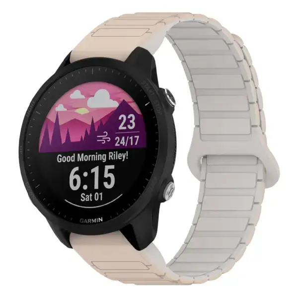 f955.g.r88.17.22 Main Beige & White StrapsCo MagLoop Active Watch Band Strap for Garmin Forerunner 955