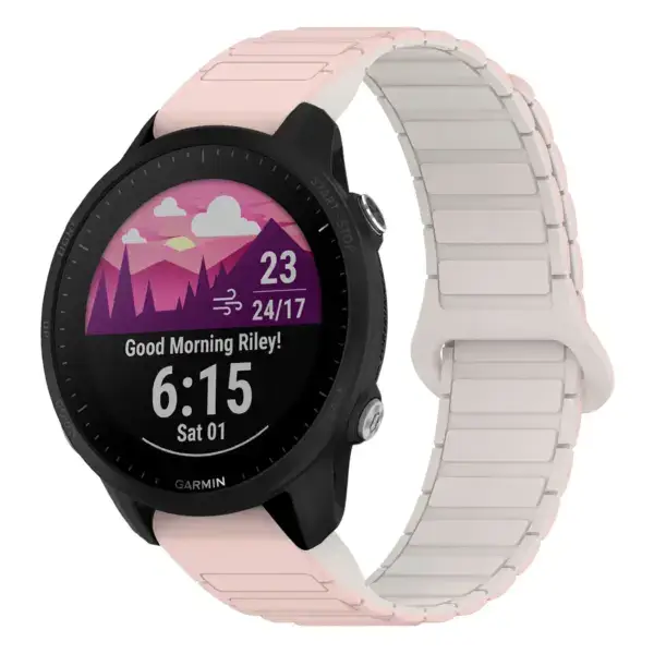 f955.g.r88.13.17 Main Pink & Beige StrapsCo MagLoop Active Watch Band Strap for Garmin Forerunner 955