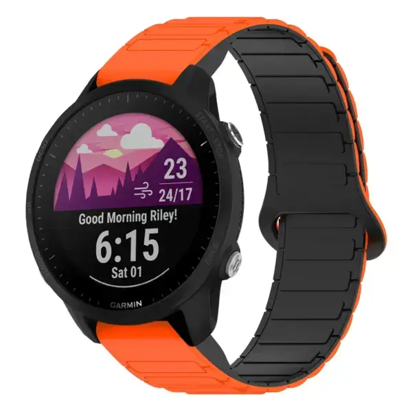 f955.g.r88.12.1 Main Orange & Black StrapsCo MagLoop Active Watch Band Strap for Garmin Forerunner 955
