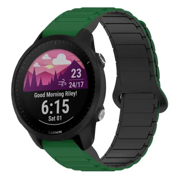 f955.g.r88.11.1 Main Green & Black StrapsCo MagLoop Active Watch Band Strap for Garmin Forerunner 955