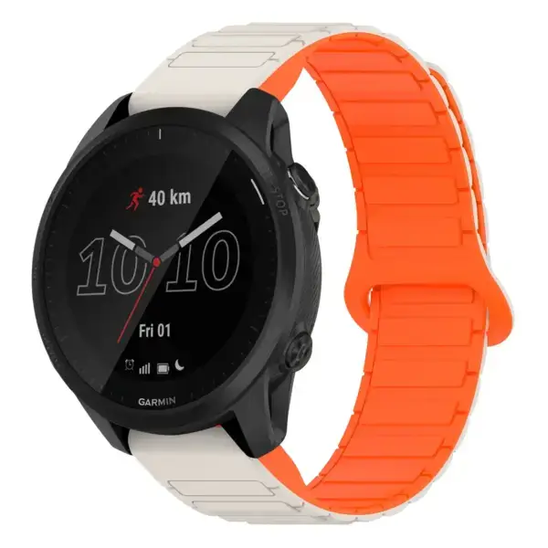 f945.g.r88.17.12 Main Beige & Orange StrapsCo MagLoop Active Watch Band Strap for Garmin Forerunner 945