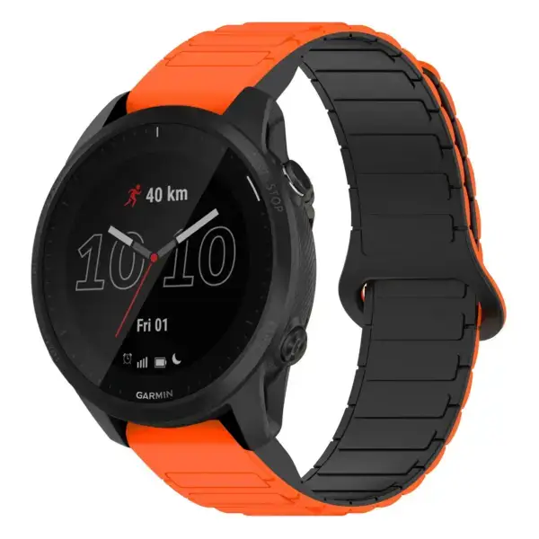 f945.g.r88.12.1 Main Orange & Black StrapsCo MagLoop Active Watch Band Strap for Garmin Forerunner 945
