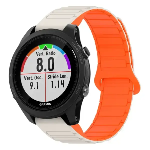 f935.g.r88.17.12 Main Beige & Orange StrapsCo MagLoop Active Watch Band Strap for Garmin Forerunner 935
