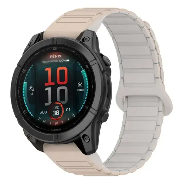 fe.g.r88.17.22 Main Beige & White StrapsCo MagLoop Active Watch Band Strap for Garmin Fenix E
