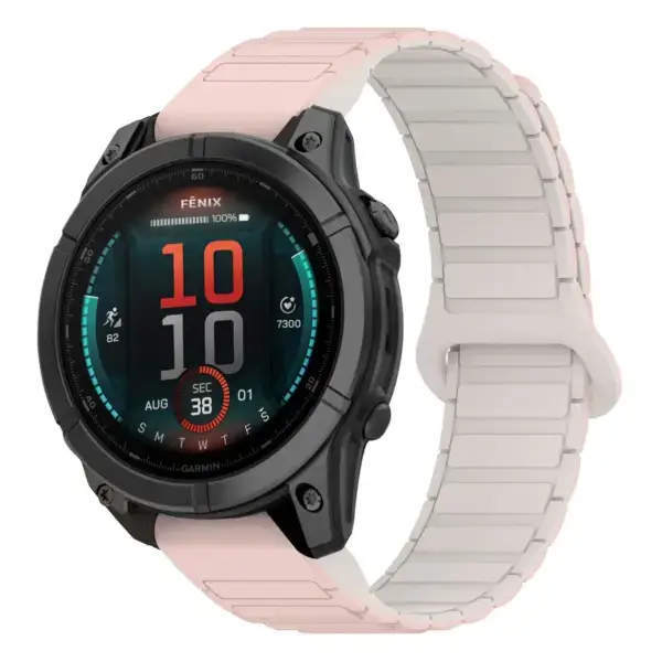 fe.g.r88.13.17 Main Pink & Beige StrapsCo MagLoop Active Watch Band Strap for Garmin Fenix E