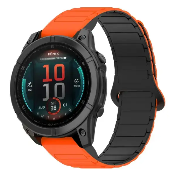 fe.g.r88.12.1 Main Orange & Black StrapsCo MagLoop Active Watch Band Strap for Garmin Fenix E