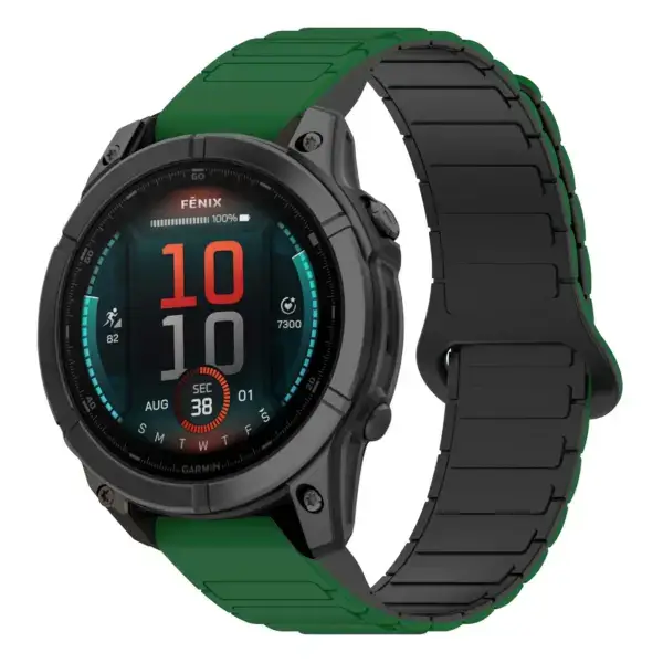 fe.g.r88.11.1 Main Green & Black StrapsCo MagLoop Active Watch Band Strap for Garmin Fenix E
