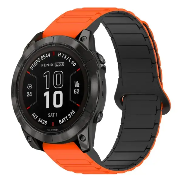 f7x.g.r88.12.1 Main Orange & Black StrapsCo MagLoop Active Watch Band Strap for Garmin Fenix 7X & 7X Pro
