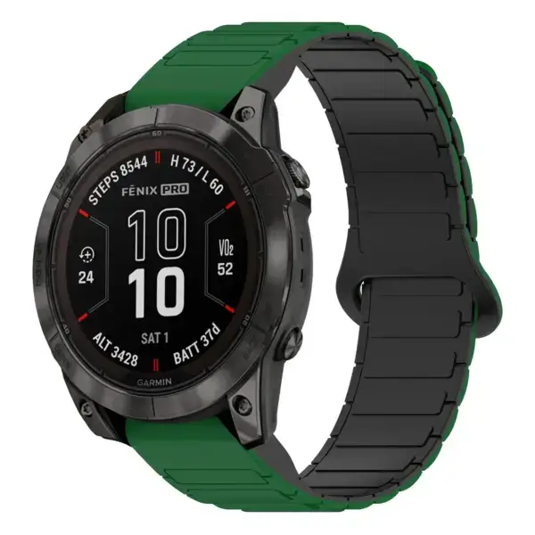 f7x.g.r88.11.1 Main Green & Black StrapsCo MagLoop Active Watch Band Strap for Garmin Fenix 7X & 7X Pro
