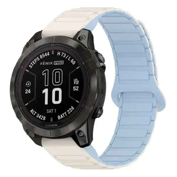f7s.g.r88.22.5 Main White & Sky StrapsCo MagLoop Active Watch Band Strap for Garmin Fenix 7S & 7S Pro