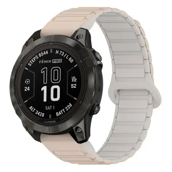 f7s.g.r88.17.22 Main Beige & White StrapsCo MagLoop Active Watch Band Strap for Garmin Fenix 7S & 7S Pro
