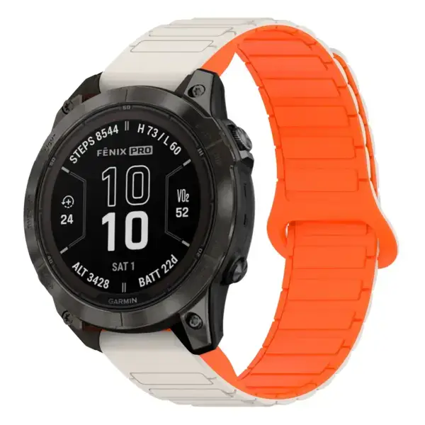 f7s.g.r88.17.12 Main Beige & Orange StrapsCo MagLoop Active Watch Band Strap for Garmin Fenix 7S & 7S Pro