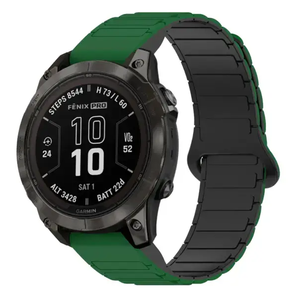 f7s.g.r88.11.1 Main Green & Black StrapsCo MagLoop Active Watch Band Strap for Garmin Fenix 7S & 7S Pro
