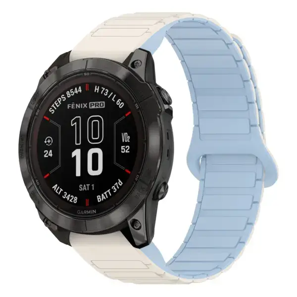 f7.g.r88.22.5 Main White & Sky StrapsCo MagLoop Active Watch Band Strap for Garmin Fenix 7 & 7 Pro
