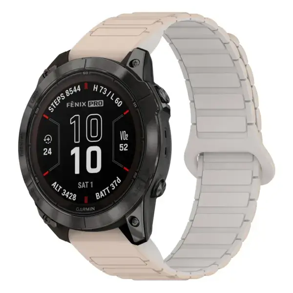 f7.g.r88.17.22 Main Beige & White StrapsCo MagLoop Active Watch Band Strap for Garmin Fenix 7 & 7 Pro