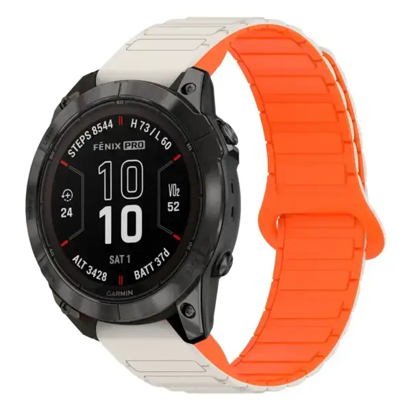 f7.g.r88.17.12 Main Beige & Orange StrapsCo MagLoop Active Watch Band Strap for Garmin Fenix 7 & 7 Pro